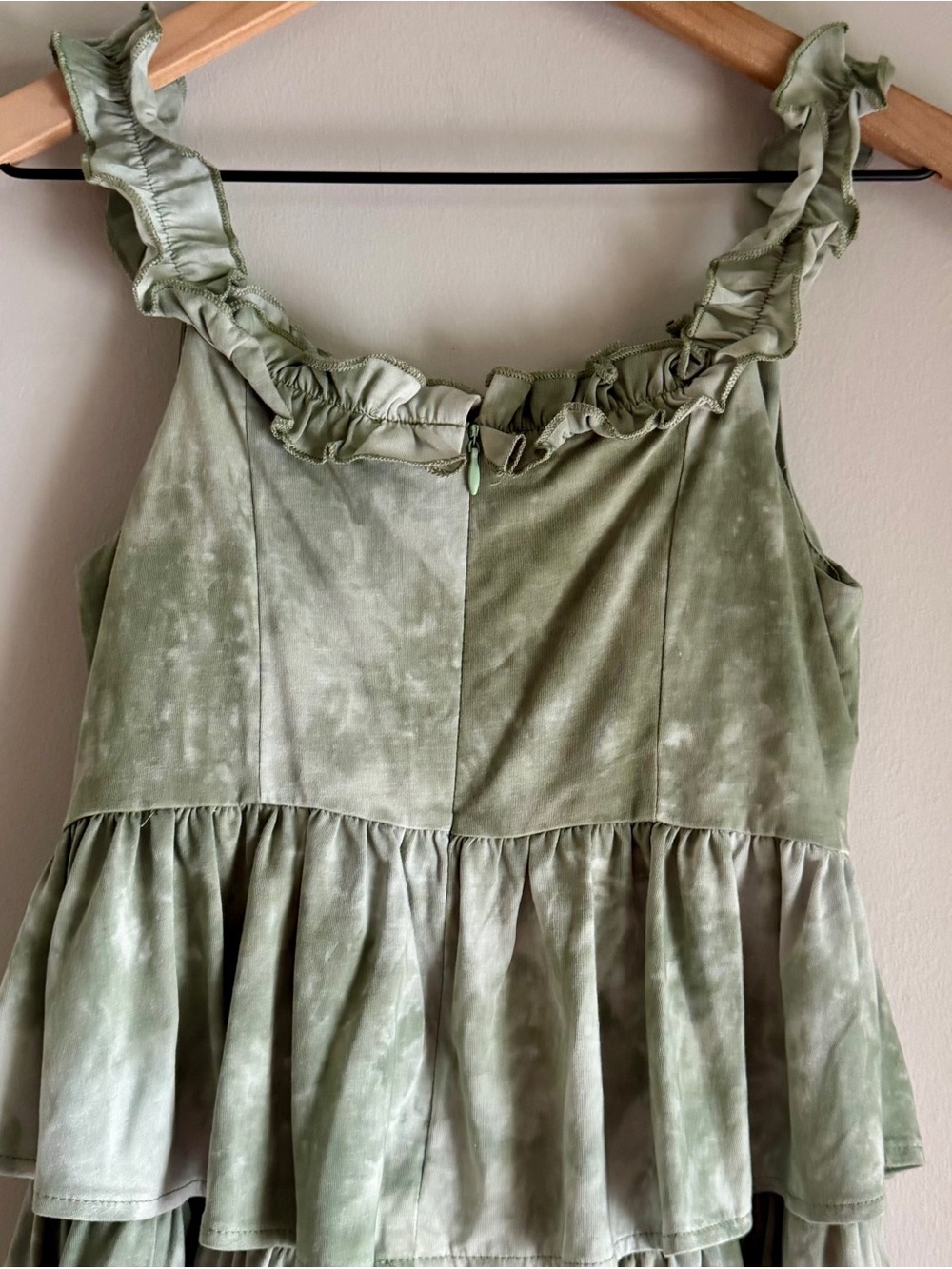 Cider Vineyard Strolls Green Corset Ruffle Sleeve Mini Dress Size Small - Picture 8 of 10